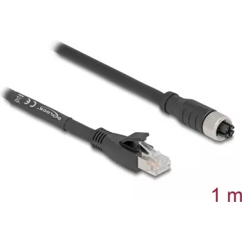 Cable de red DeLOCK 80589 M12 a RJ-45 Cat5e 1 m negro