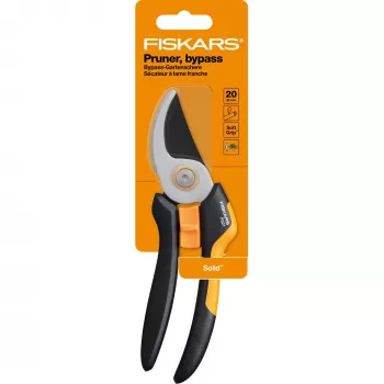 Tijeras de jardín Fiskars Solid M P321 bypass negro, naranja