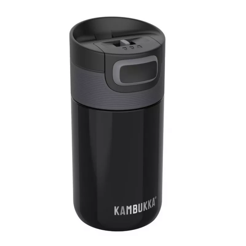 Vaso térmico Kambukka Etna 300 ml Pitch Negro — vaso de viaje isotérmico, acero inoxidable, a prueba de fugas, 300 ml