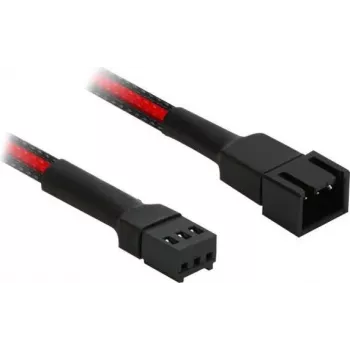 Nanoxia Single Sleeve - cable de extensión para alimentación de ventilador - Molex, 3 polos (H) a Molex, 3 polos (M) - 30 cm - negro, rojo