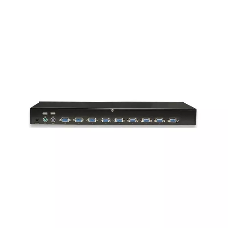 Conmutador KVM Intellinet 8 puertos para rack, combo USB + PS/2, visualización en pantalla, cables incluidos (conector europeo de 2 pines)