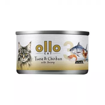 Ollo Atún y pollo con gambas en caldo Nº 3 70 g