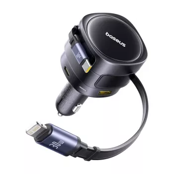 Cargador de coche Baseus Enjoyment Max 90W con conectores USB-C, Lightning y USB-A