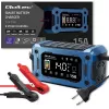 Cargador inteligente 12V 15A QOLTEC con microprocesador y LCD — para baterías AGM, GEL, SLA, EFB, LiFePO4