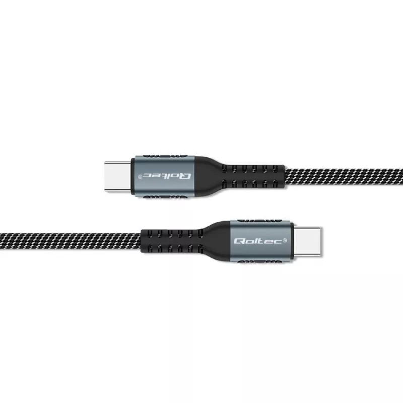 Cable Qoltec USB 2.0 Type-C a USB 2.0 Type-C 100W QC 3.0 PD 1m Negro