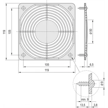 Schroff Rejilla de ventilador tipo SNAP-IN (60225052)