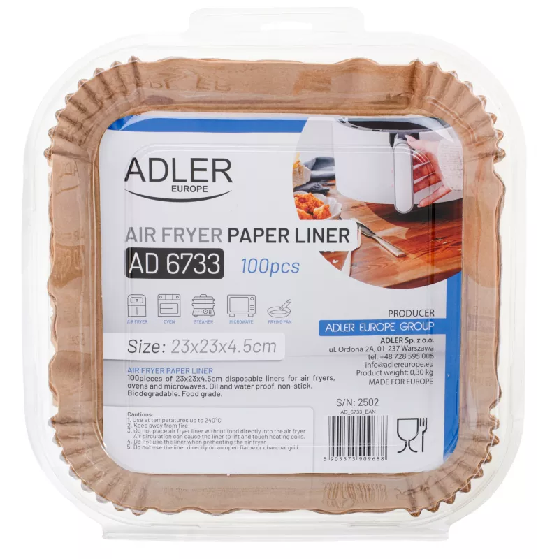 Adler Papel para freidora de aire | AD 6733 | 100 uds.