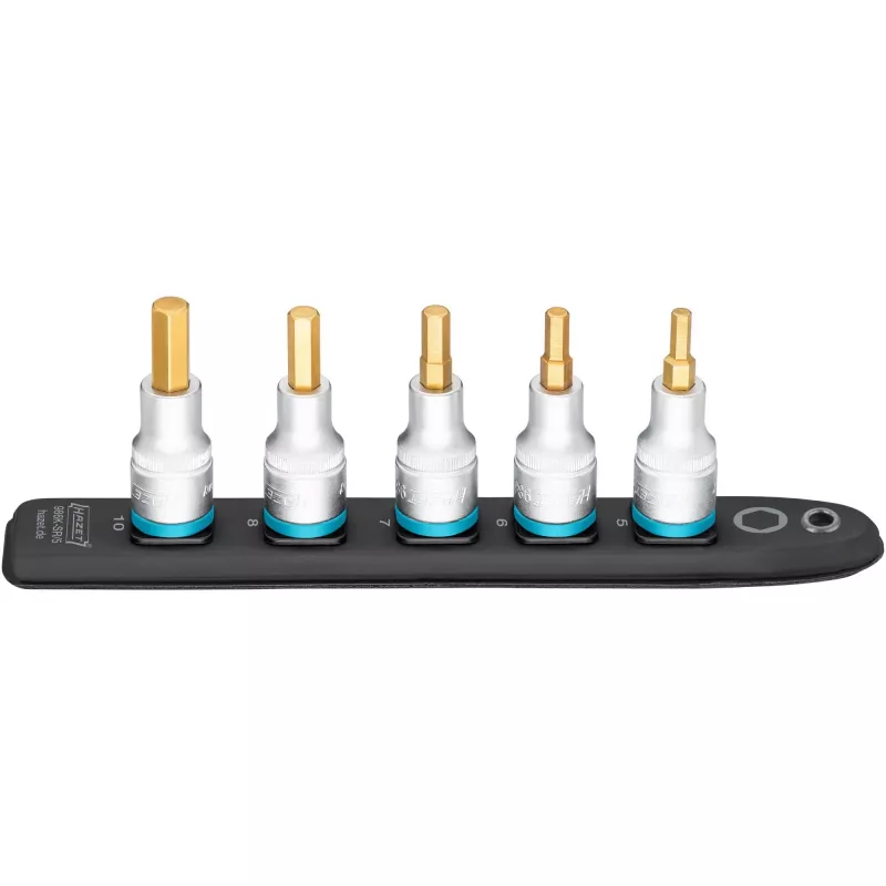 Juego de vasos hexagonales Hazet 986K-SR/5, 5 piezas, medidas 5–10 mm
