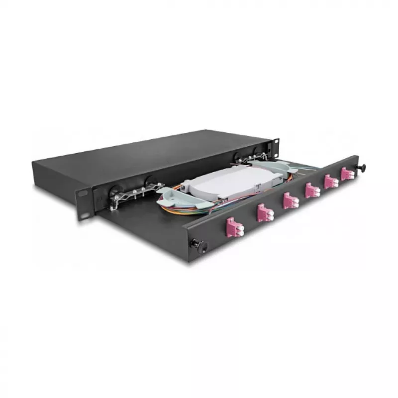 Caja de empalme de fibra óptica DeLOCK 66999 negra metal 482x220x44mm