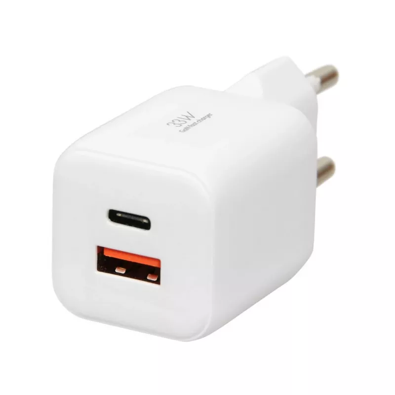 Cargador USB IBOX ILUC42W 42W (máx. 33W), 1×USB-C PD3.0, 1×USB-A QC3.0, 100–240V, blanco