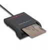 Lector de tarjetas ID QOLTEC Smart-Chip — USB, negro, 84,5×65×16 mm, 63 g