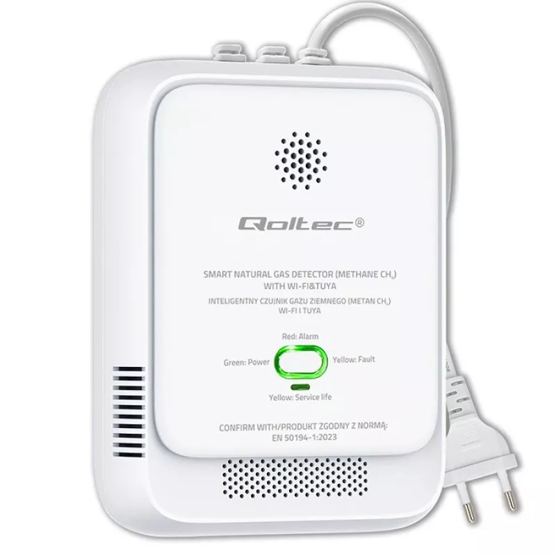 Detector de fugas de gas QOLTEC NG Tuya — detector de gas natural (CH4), compatible con smart Tuya