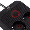Regleta de enchufes MACLEAN MCE391 B – 6 enchufes, 4×USB-A + 1×USB-C, 110–240V, 2500W, 3 m cable, negro
