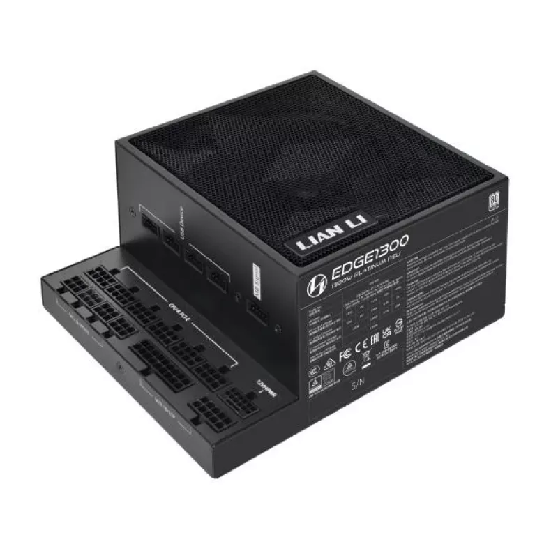 Fuente de alimentación Lian Li EDGE EG1300 de 1300 W, 80 PLUS Platinum, ATX 3.1, PCIe 5.1, negra