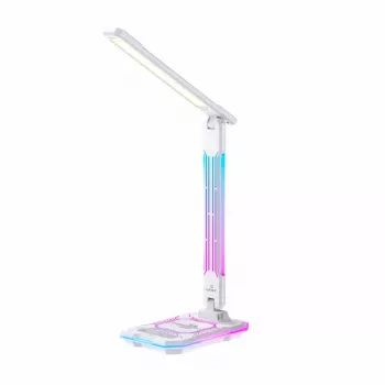 Lámpara de mesa Hawk HW-LAMP04 blanca LED ajustable, superficie blanca, cabezal y brazo ajustables