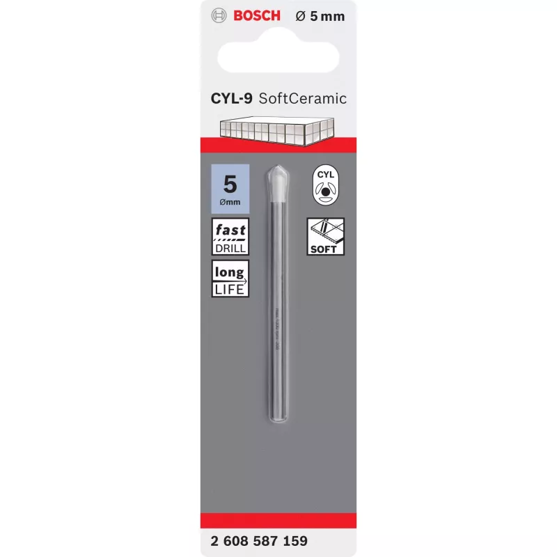 Broca Bosch CYL-9, 5 mm de diámetro, 70 mm de longitud, unidad