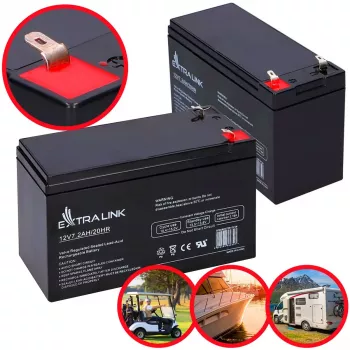 Batería para SAI Extralink AGM 12V 7,2Ah (7Ah) plomo-ácido sellada VRLA, sin mantenimiento, negro