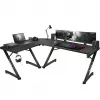 Huzaro Hero 7.0 escritorio gaming de esquina para ordenador, rectangular, fibra de carbono, aluminio, 154×48×72,5 cm, negro