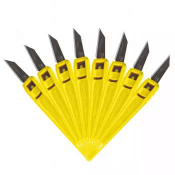 Cúter STANLEY 1-10-601 metálico rojo/amarillo, hoja recambiable, mango 18 cm, pack de 50