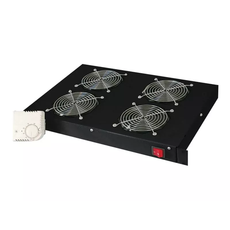 Digitus DN-19 FAN-4-HO-SW unidad de ventilación de techo de 19 pulgadas, 4 ventiladores, termostato, negro
