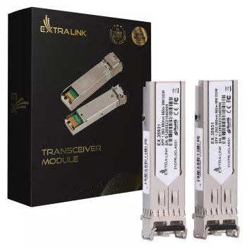 Módulo SFP Extralink SFP 1.25G pack de 2, 1,25 Gbit/s, LC/UPC, 850 nm, 550 m, multimodo, DOM, para HP/Aruba