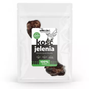 Snack para perros UNISZKI hueso de ciervo Medium — snack masticable natural individual para perros medianos 10–25 kg, sin cereales, sin gluten, sin conservantes, bolsa