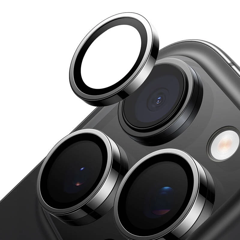 Cristal protector de cámara Torras para iPhone 16 Pro Max — Lensguard, Negro