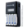 Cargador de baterías everActive NC450B — cargador de 4 celdas AAA, 110/230V AC, negro