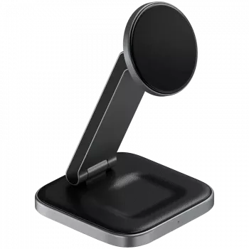 SATECHI estación de carga inalámbrica Qi2 plegable 3 en 1 (gris espacial) con conectores Type A, C, G