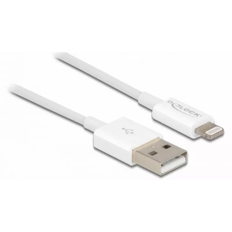 Cable USB de datos y carga DeLOCK 83000 para iPhone iPad iPod blanco 1 m