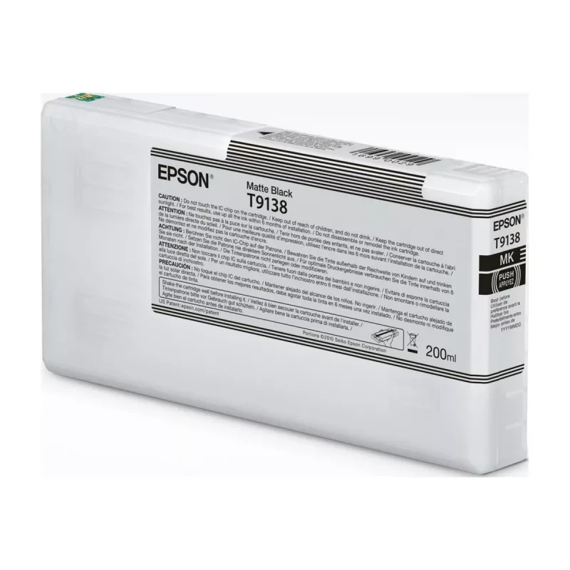 Cartucho de tinta Epson T9138 Negro mate 200 ml – Cartucho de tinta negro mate