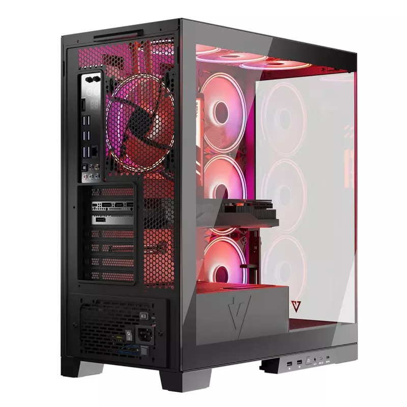 Caja de PC MODECOM Volcano SPACE APEX ARGB Midi Tower, cristal templado, USB-C, compatible con ATX/microATX/Mini-ITX, GPU hasta 430 mm, disipador de CPU hasta 180 mm