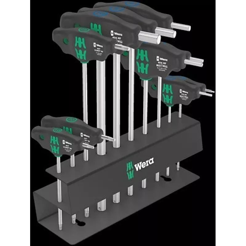 Wera Bicycle Set 6 Juego de llaves con mango en T, 10 piezas, en caja de almacenamiento (05004174001)