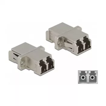 Acoplador de fibra óptica DeLOCK LC dúplex hembra a LC dúplex hembra monomodo metal