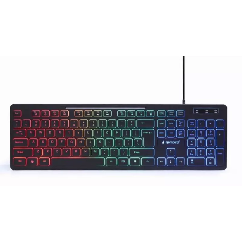 Teclado de tamaño completo con cable con ratón Gembird KBS-UML-01 — USB, QWERTY US, 104 teclas, negro