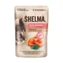 Comida húmeda para gatos SHELMA con salmón en salsa, alimento completo para gatos adultos, 85 g, 10 % de proteína, 81 % de humedad