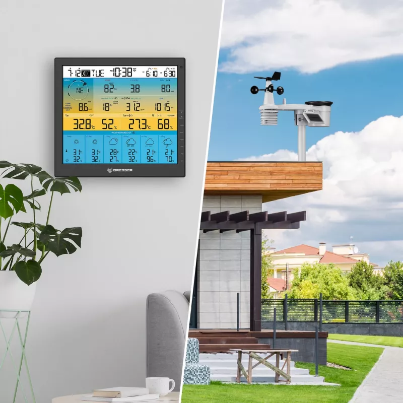 Bresser 7003220 Weather Center 7-in-1 Solar 6-Day 4cast Pro SF estación meteorológica digital, LCD, negra