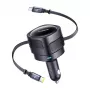 Cargador de coche Baseus Enjoyment Max 60W con cables USB-C y Lightning, carga rápida de doble puerto