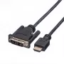Cable adaptador ROLINE HDMI a DVI-D (Single Link) - 1,5 m - negro (11.04.5516)