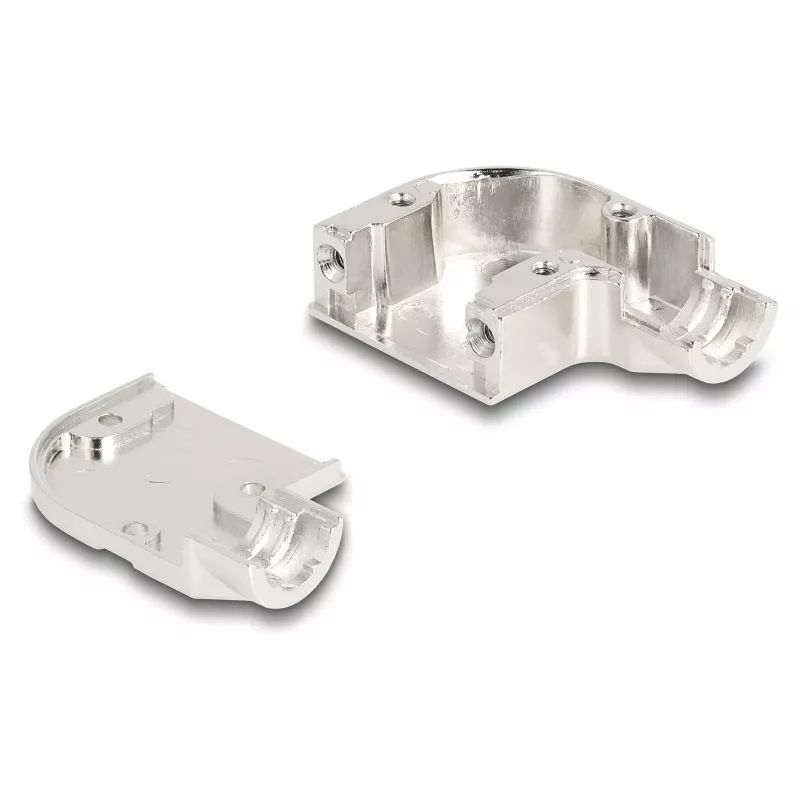 DeLOCK 67028 carcasa D-Sub para conector macho / hembra de 9 pines con soporte metálico, acodada 90°, aleación de zinc