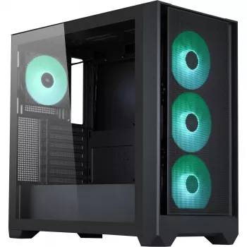 Caja PC Silentware Flow 110 A-RGB negra — caja mid-tower, panel lateral de cristal templado