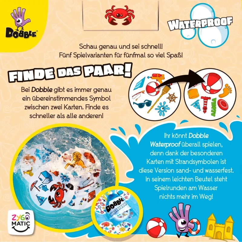 Dobble Waterproof, juego de cartas