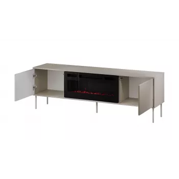 Mueble TV con chimenea Cama Meble TRESSE 180x40x54,5 cm — marco negro, superficie en cashmere mate
