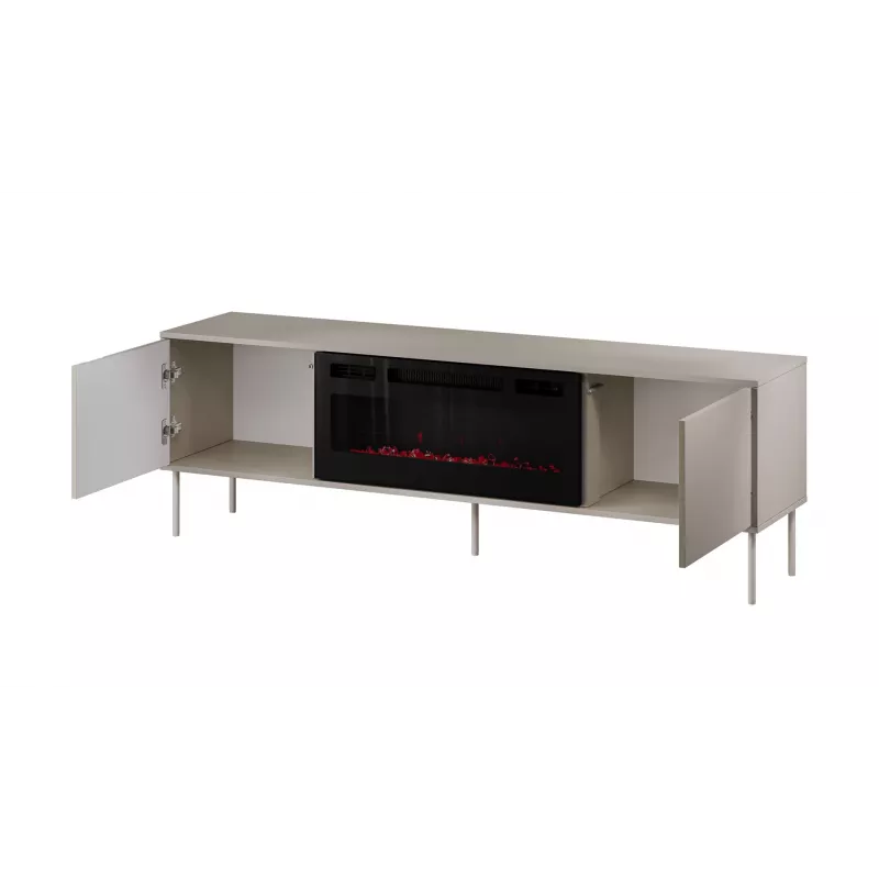 Mueble TV con chimenea Cama Meble TRESSE 180x40x54,5 cm — marco negro, superficie en cashmere mate