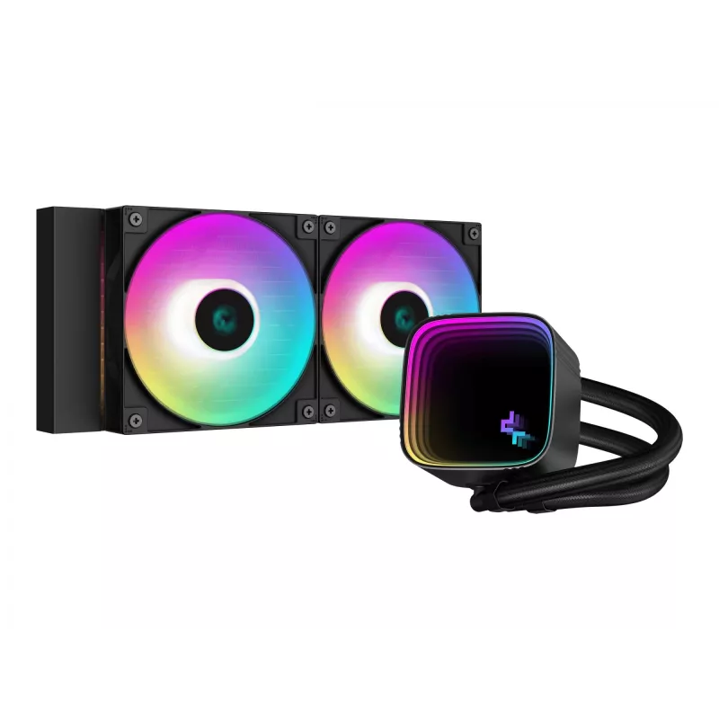 DeepCool LS520 SE AIO refrigeración líquida para CPU, 2 x 120 mm, ARGB, negro