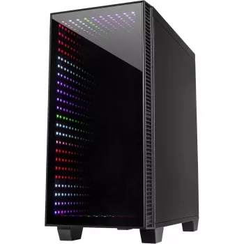 Caja INTER-TECH X-608 INFINITY MICRO, microATX, RGB, frontal y lateral de cristal templado, sin fuente de alimentación