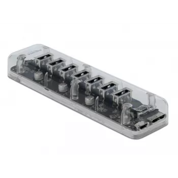 Hub USB DeLOCK 64088 transparente USB 3.2 Gen 1 Micro-B