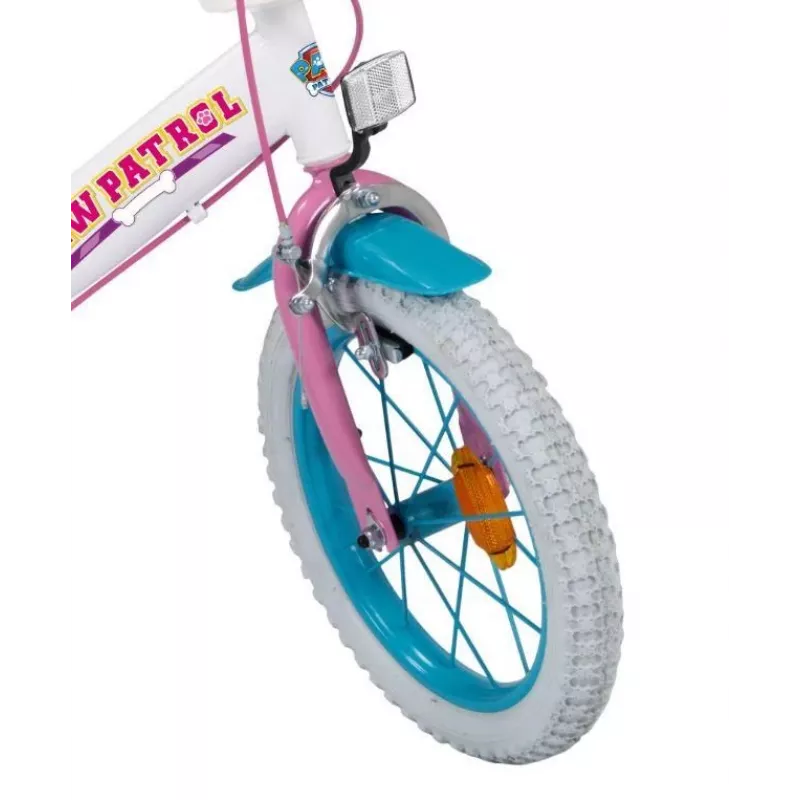 Bicicleta infantil de ciudad Toimsa PAW PATROL 14 inch acero, ruedas inflables de 14 inch, frenos de llanta delantero/trasero, cesta, asiento para muñecos, ruedines
