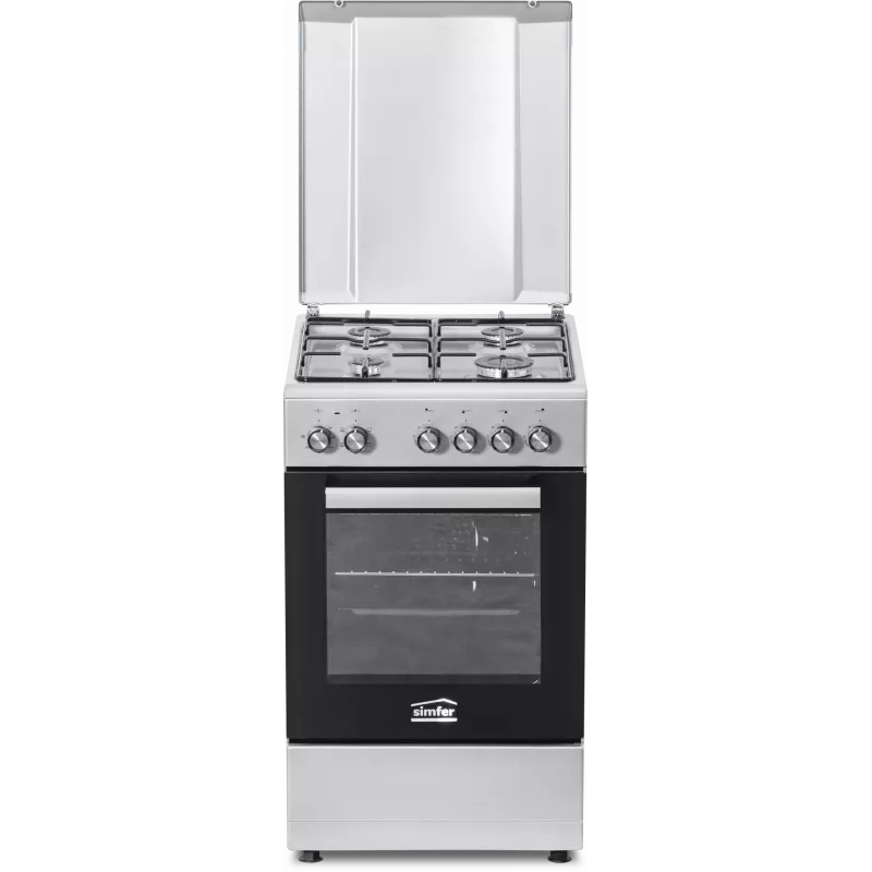 Placa de gas y horno eléctrico SIMFER 5405SERGG, acero inoxidable, 4 zonas, 50 cm