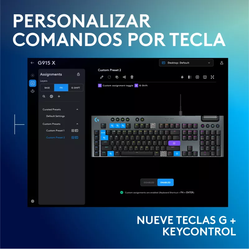 Teclado mecánico gaming con cable Logitech G915 X negro con iluminación RGB